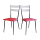 Pair of red Colette Guéden chairs