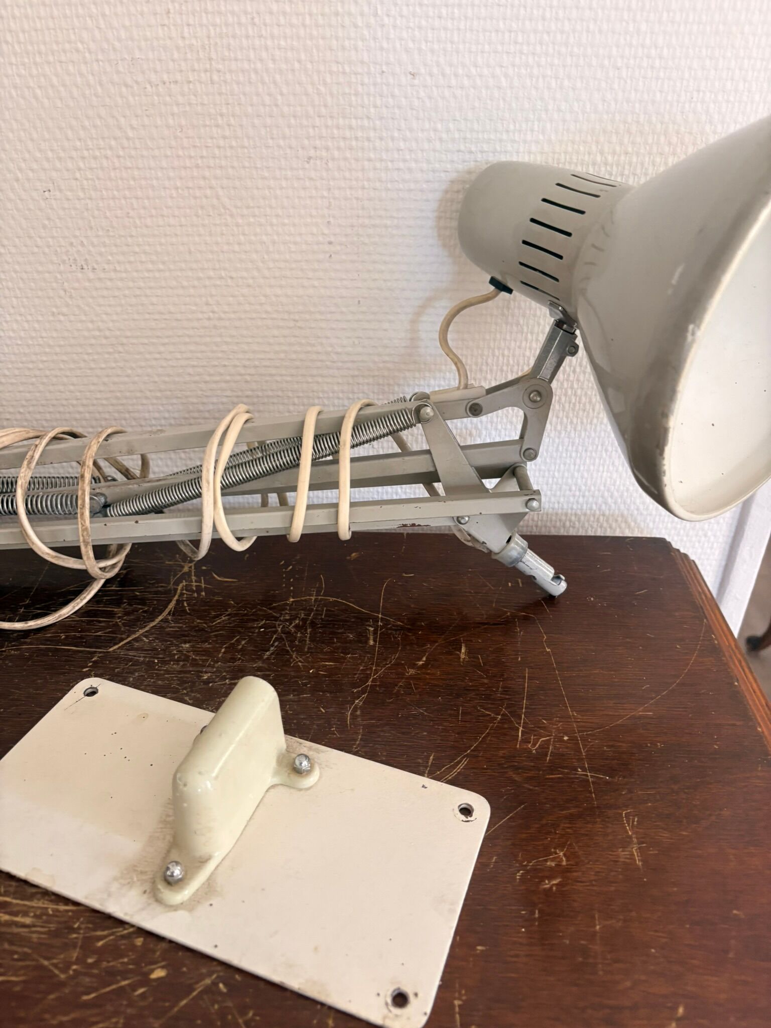 Vintage Grey Articulated Architect Lamp 1970s Ledu Office CHR Caen