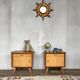 Pair of night table feet compass bedside end of vintage sofa old 1950 1960 retro