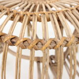 Tabouret en rotin du milieu du siècle, années 1960