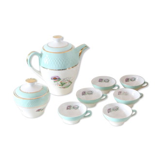 Coffee service, coffee maker, sugar maker, 6 cups and under cups, Moulin des Loups