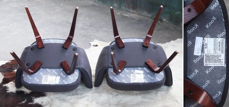 Eero Saarinen Knoll armchair upholstered in grey wool from the middle of the century