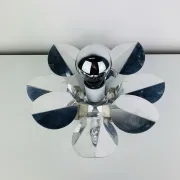 Space Age chrome flower wall light from the 1960s.