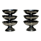 Set of 6 silver metal ice cream cups with small base D9 H5.5