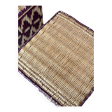 Set of two pouf seat cube rattan wicker graphic ikat red burgundy purple magenta