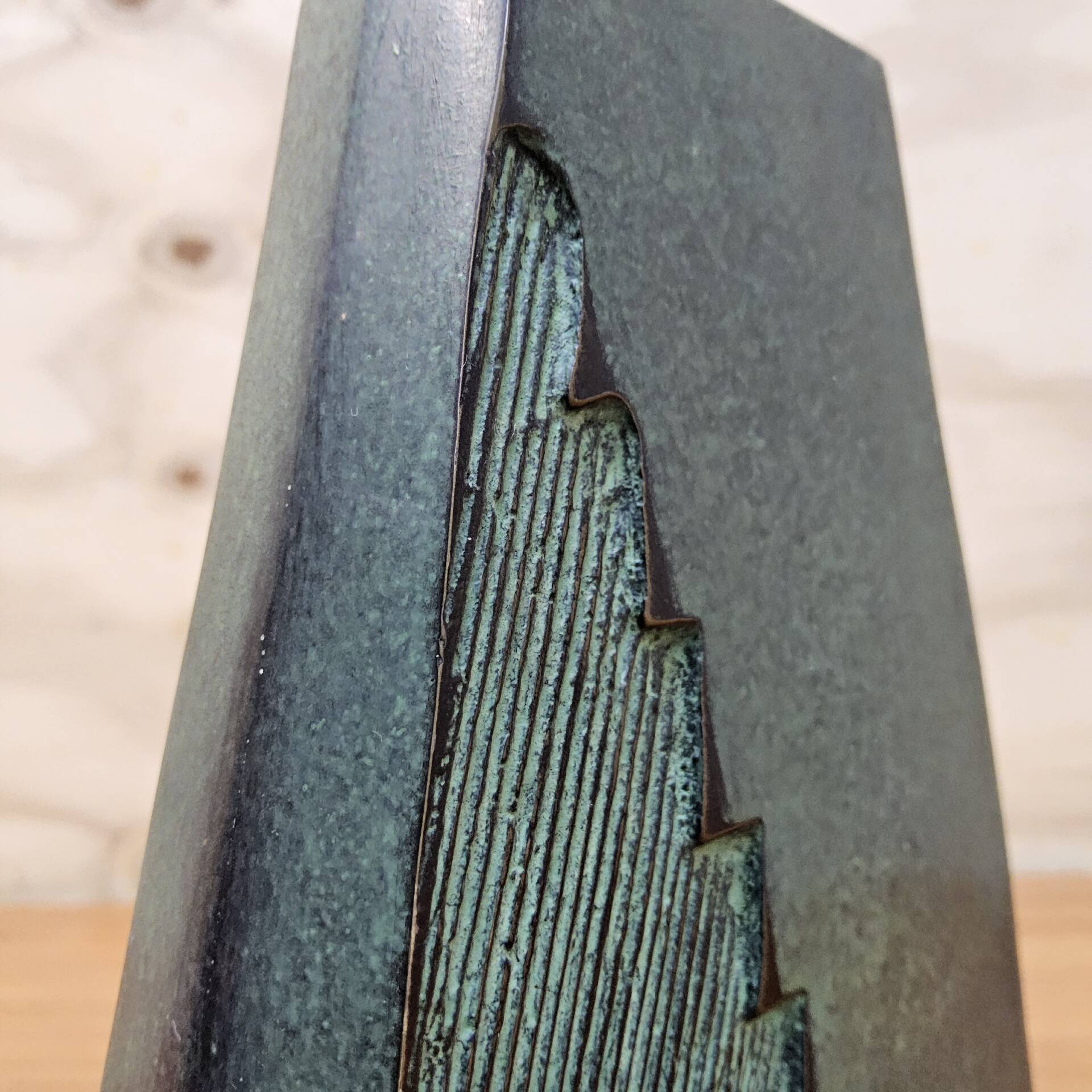Unique vintage brutalist brass / bronze coloured vase