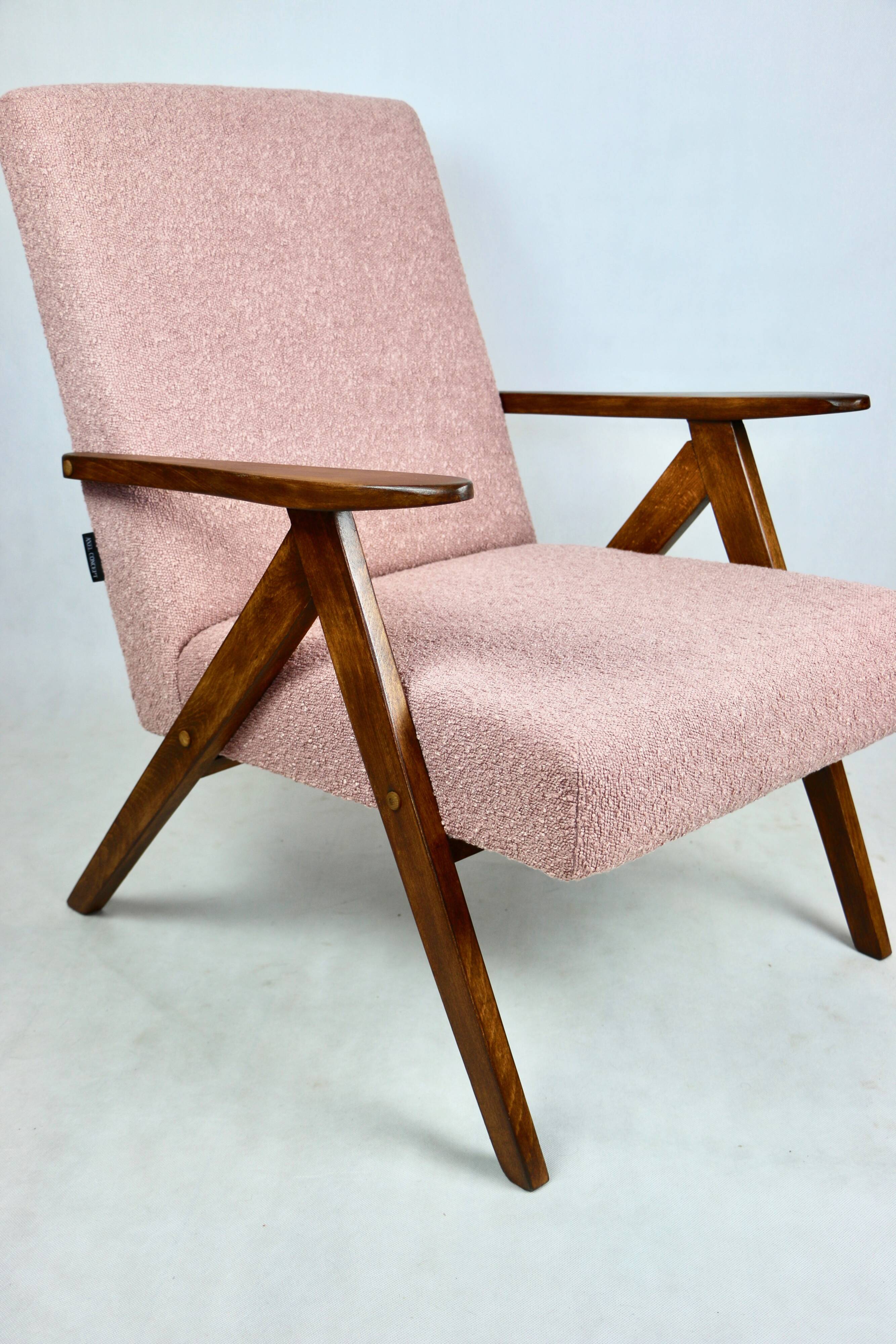 Vintage armchair B-310 VAR pink structural boucle 1970s - 2 pieces available