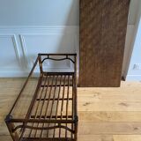 Vintage brown bamboo living room coffee table