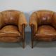 Vintage Dutch Cognac Leather Club Chairs, Set of 2