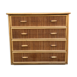 Dresser in wicker and bamboo, wooden structure