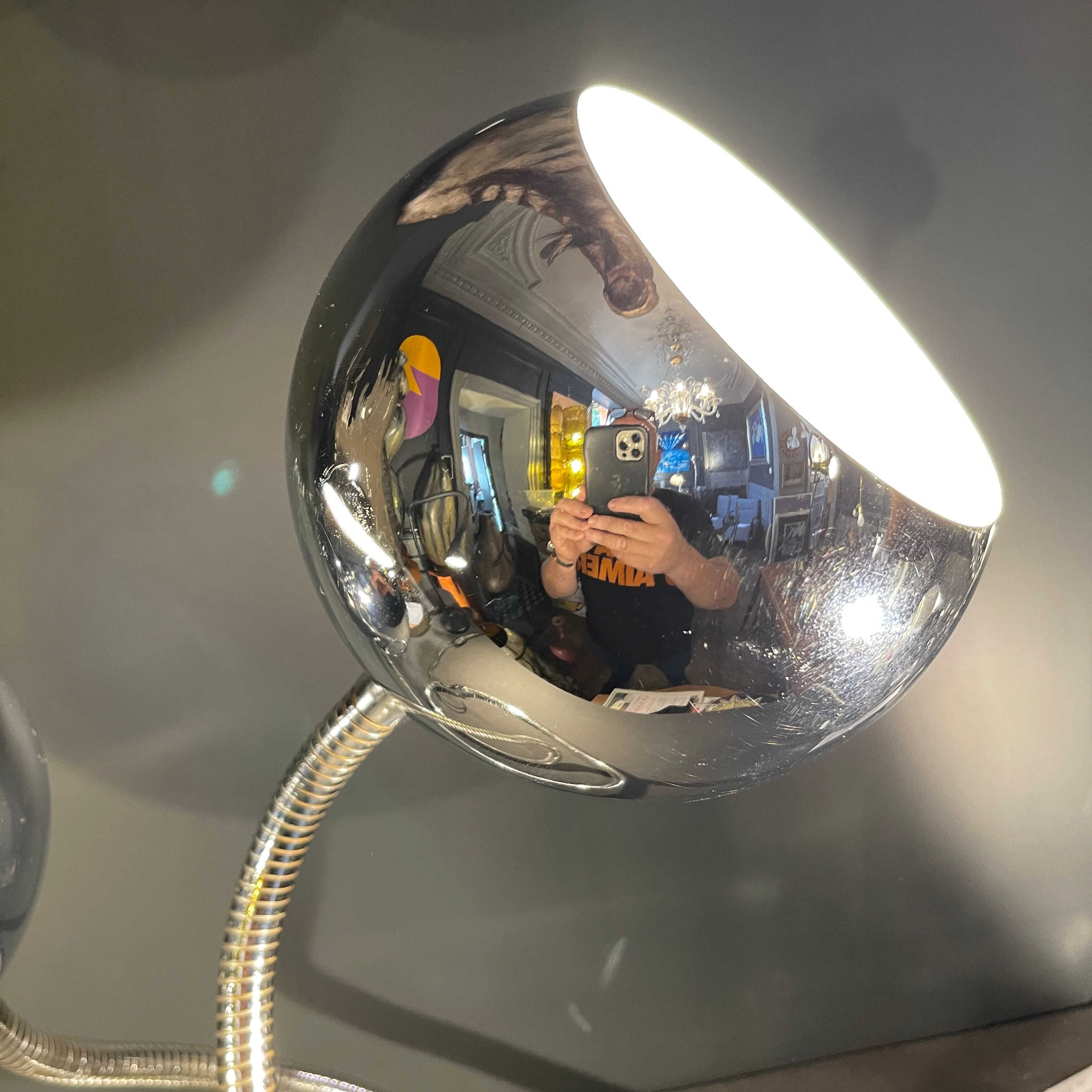 Flexible "snake eye balls" lamp by Goffredo Reggiani, chrome steel 1970s