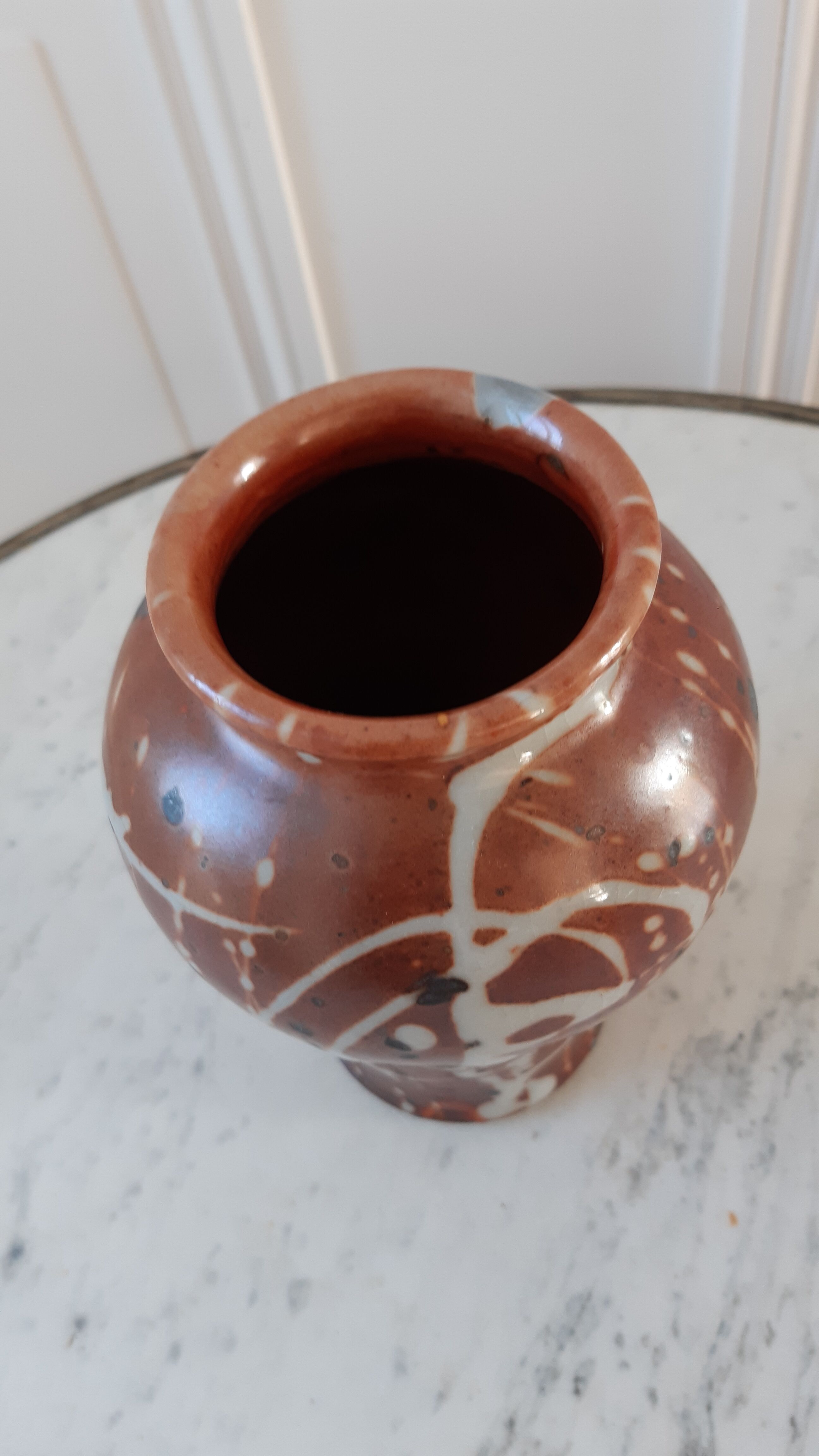 Ceramic vase handmade stoneware 60-70s signed