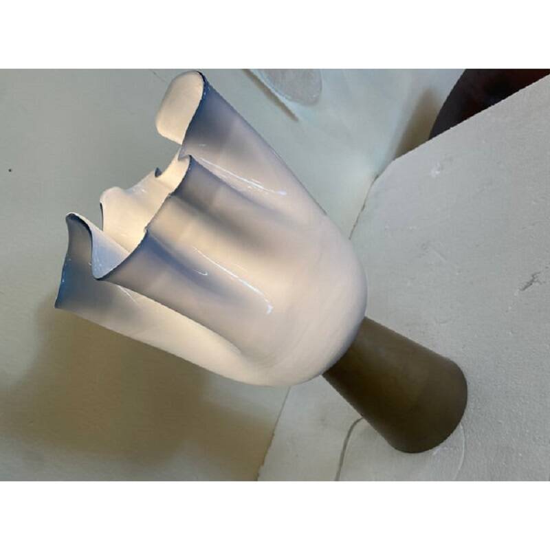 Contemporary Milky-Blue Murano Style Glass Table Lamp