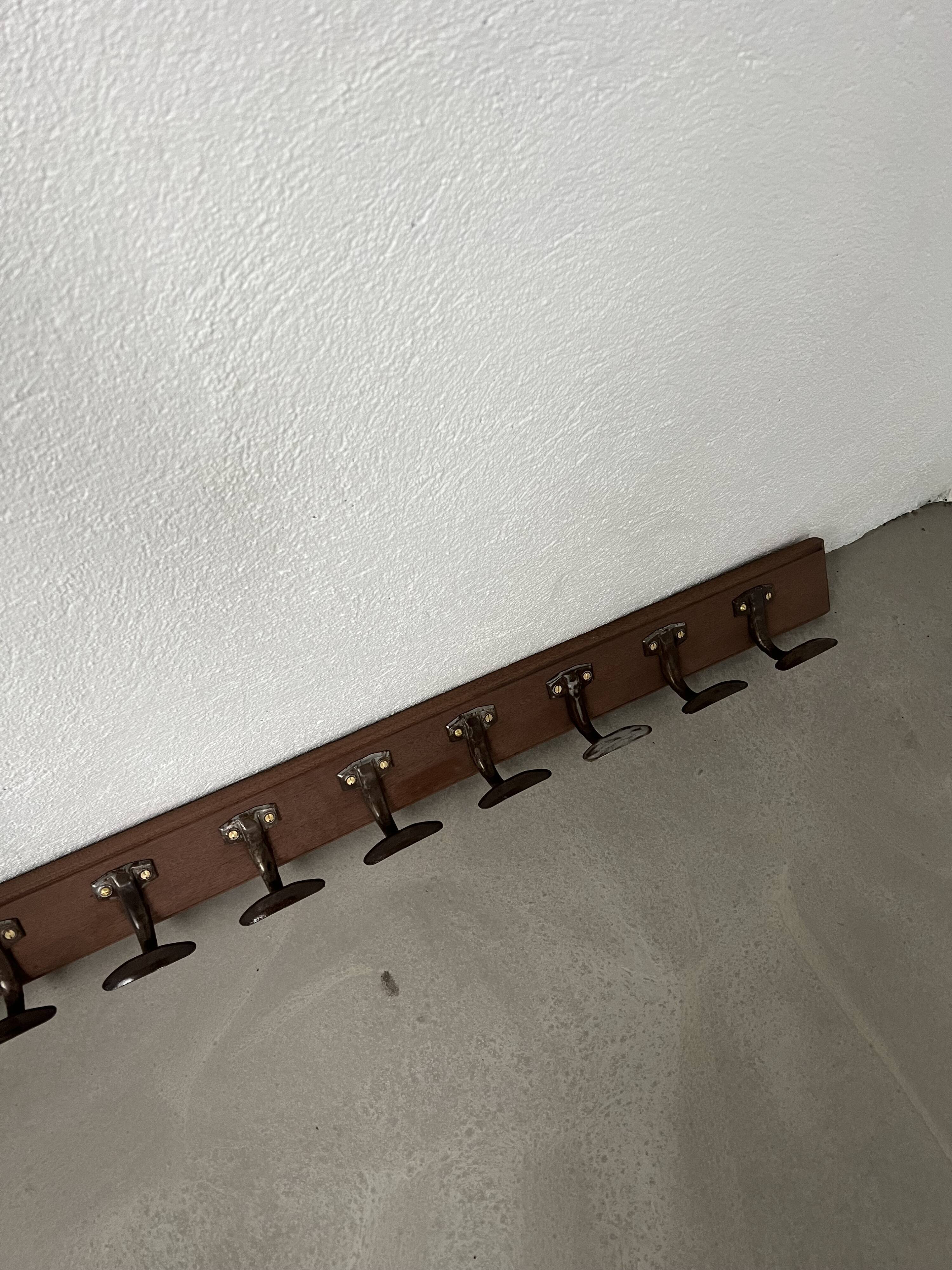 Old  school wall coat rack with 20 hooks, completely restored
