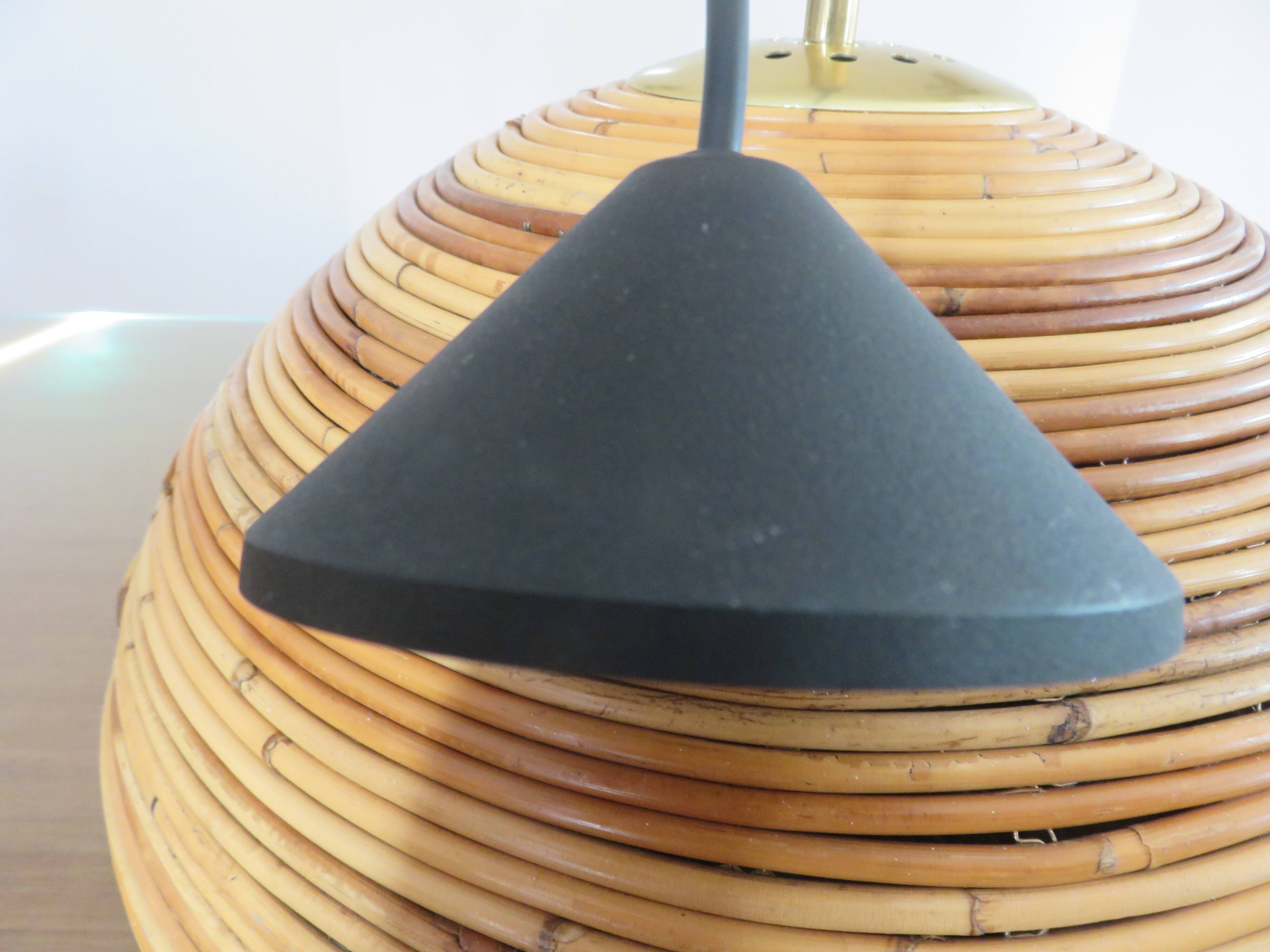 Rattan and brass pendant light 1970