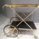Vintage brass rolling side table, SGDG 1976