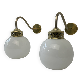 Pair of old vintage opaline sconces