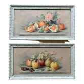 Paire de chromolithographies anciennes natures morte 1930/40