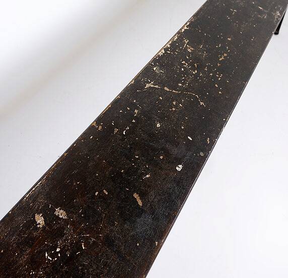 Tubax Black wood and metal bench - Minimalist design - 1950s