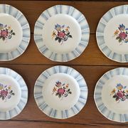 6 assiettes à dessert anciennes en faïence de Sarreguemines