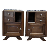 Pair of Art Deco bedside tables in walnut.