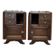 Pair of Art Deco bedside tables in walnut.