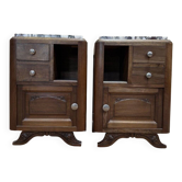 Pair of Art Deco bedside tables in walnut.