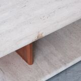 Two tier mid-century travertine coffee table