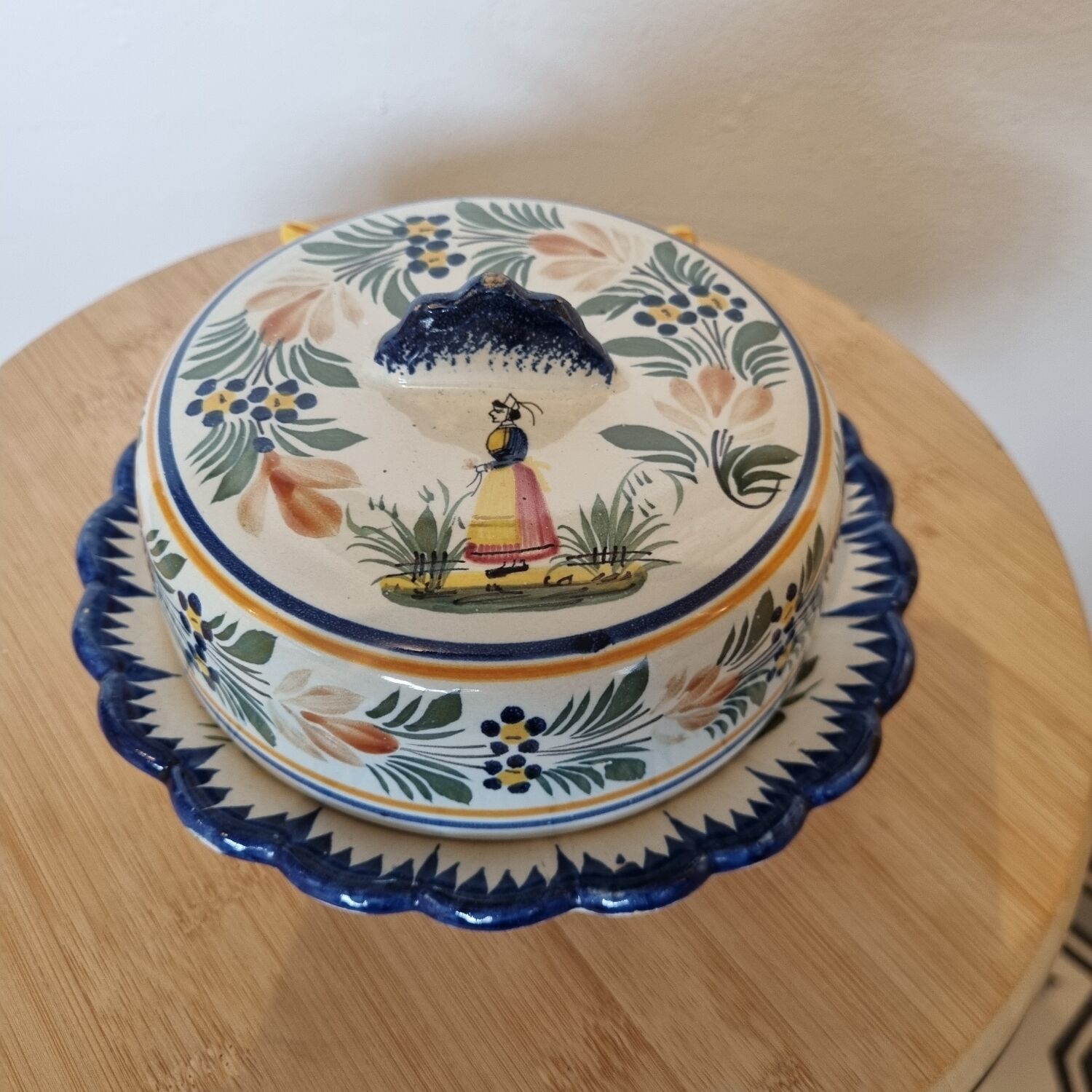 Henriot Quimper Brittany Butter Dish 1950/60