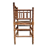 Antique Bobbin armchair with straw seat