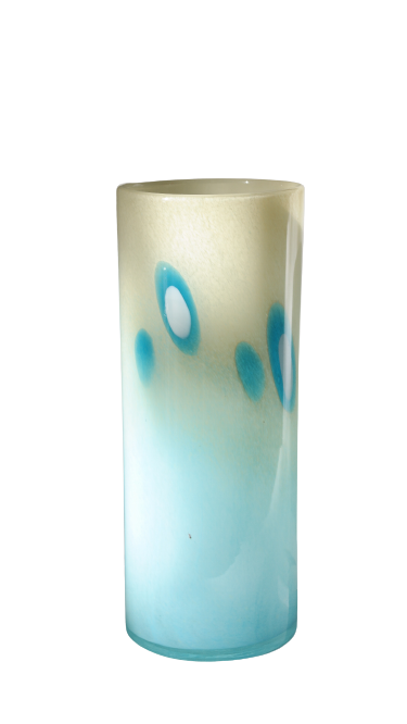 Vintage 70's blue blown glass tubular vase