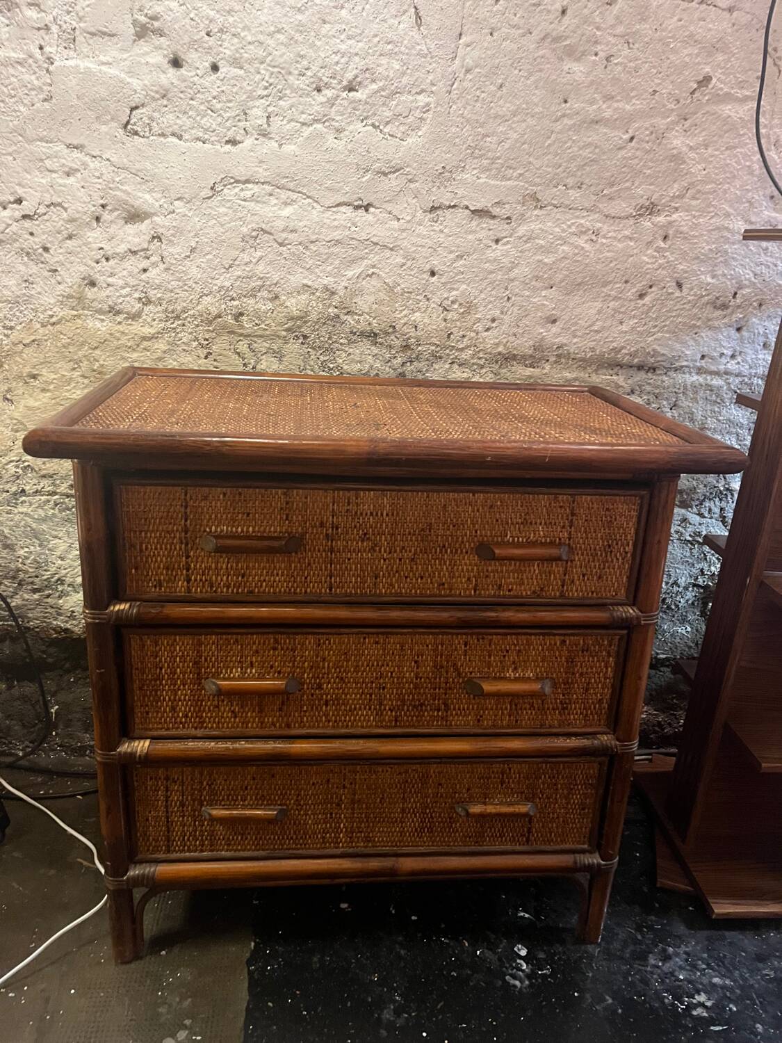 Commode vintage en osier et bambou