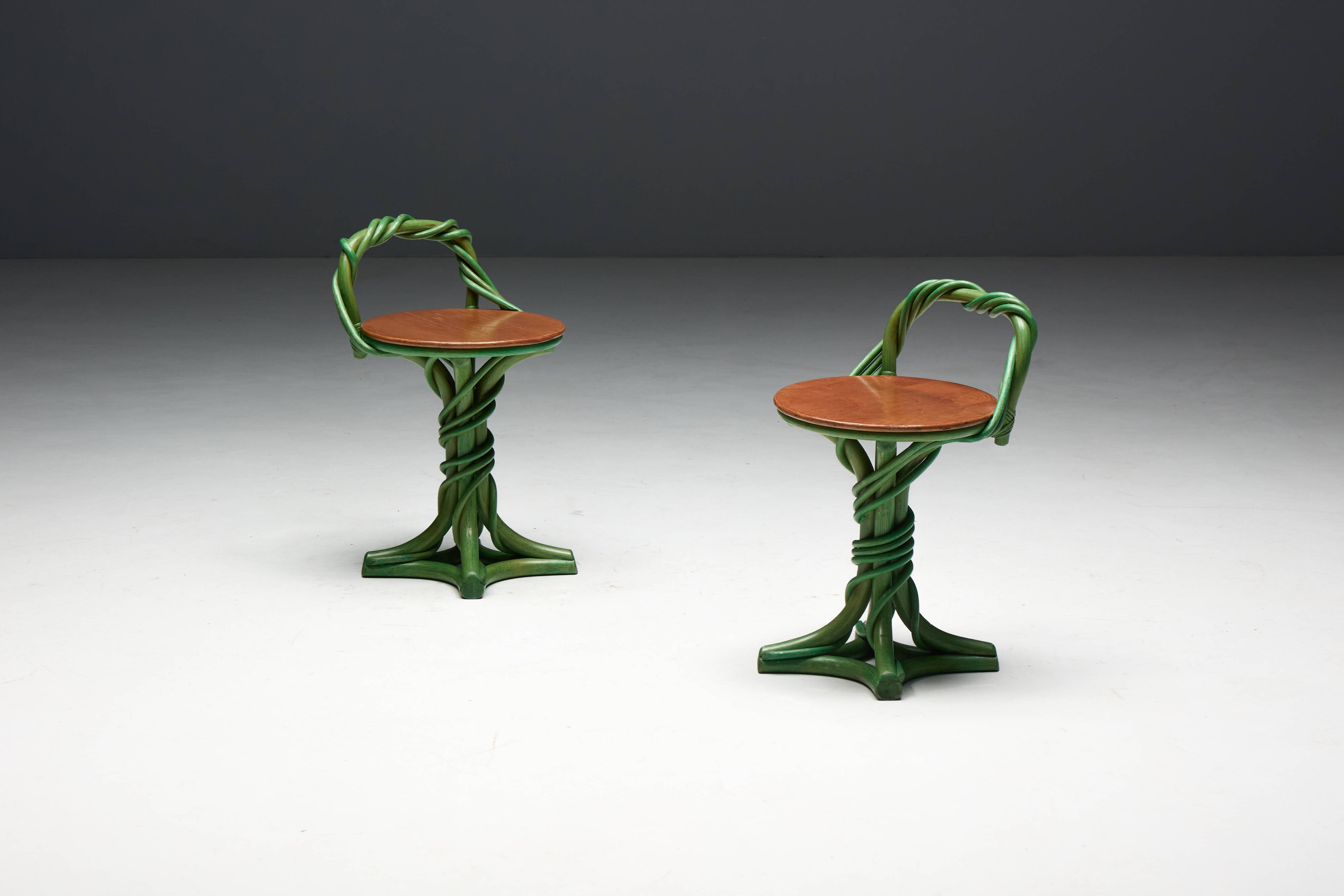 Whimsical Vine Twist Stools, France, Late 20th Century