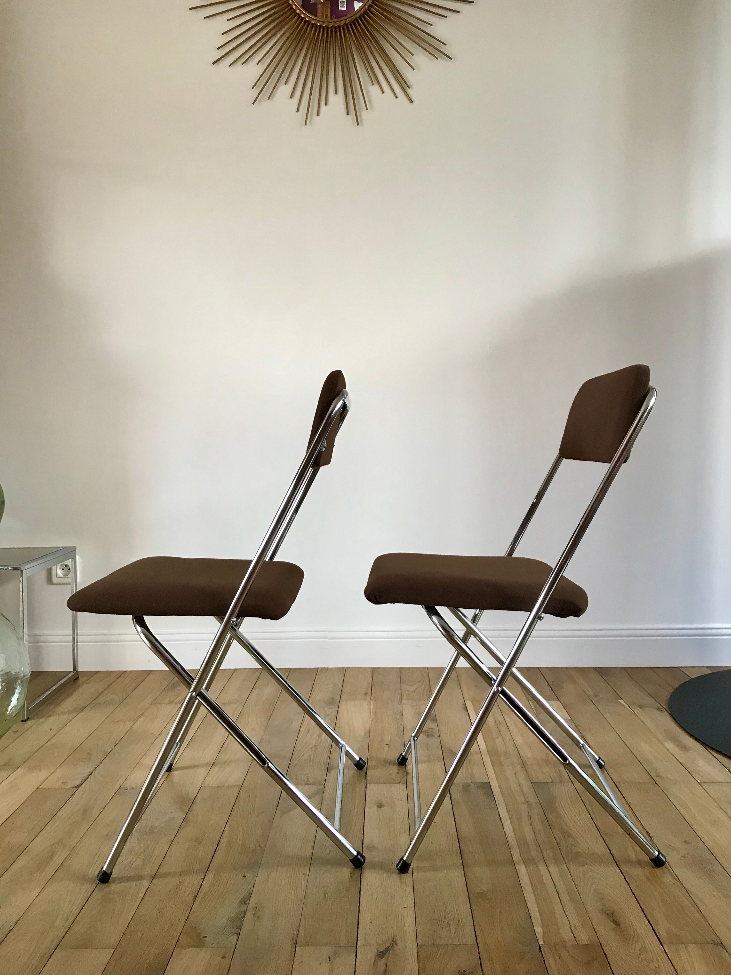 Pair of folding chairs eyrel made in france 1970s