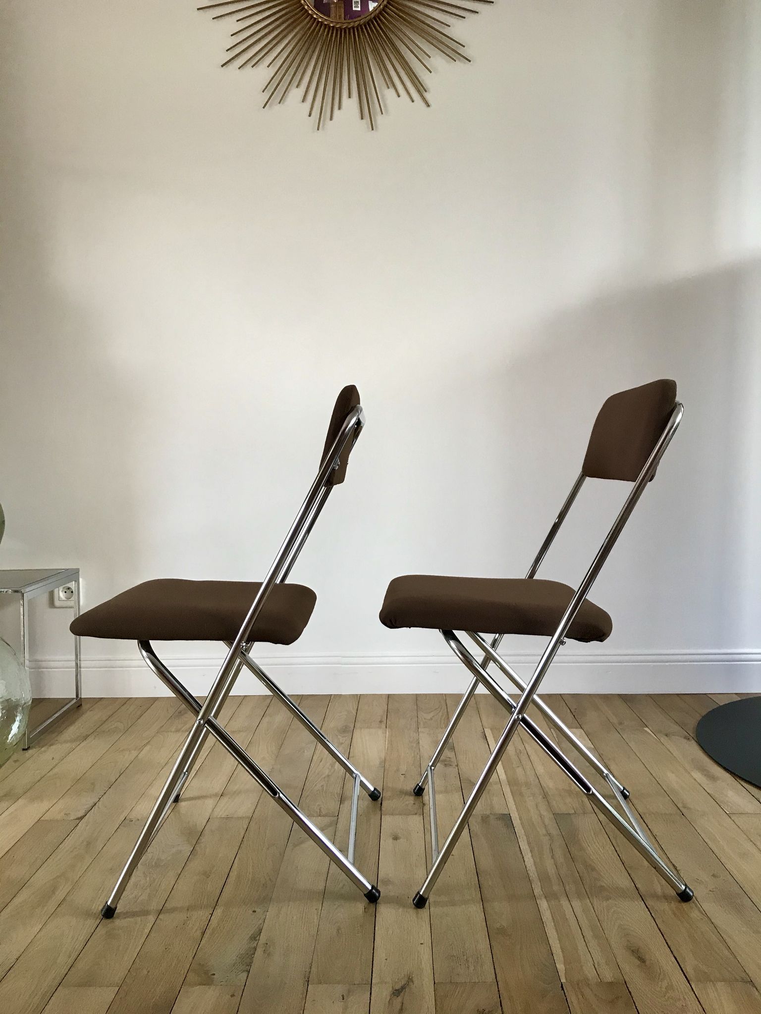 Pair of folding chairs eyrel made in france 1970s