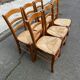 6 solid wood straw-seated Louis Philippe chairs, oak, 20th century.