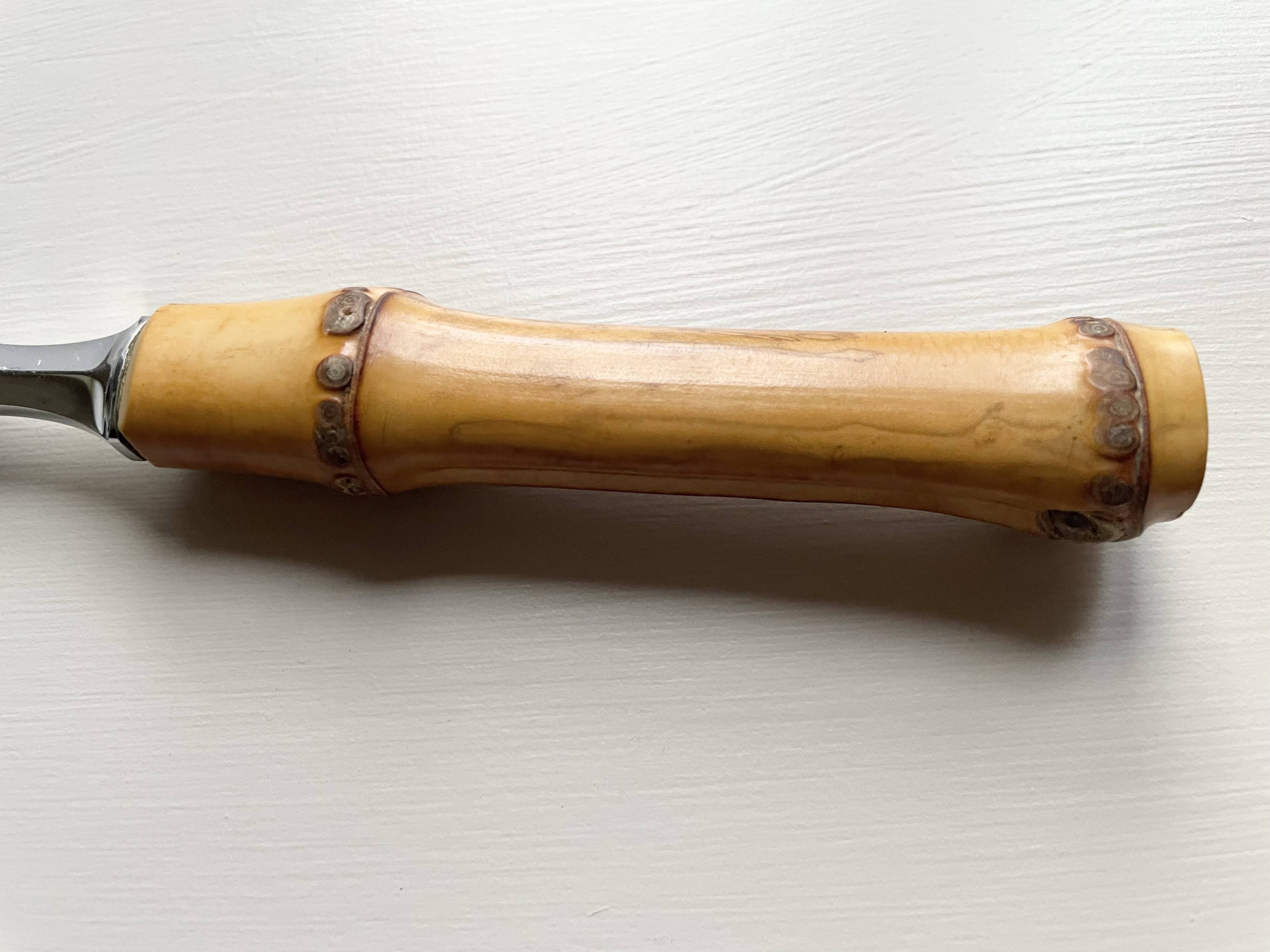 Serving cutlery with bamboo handles