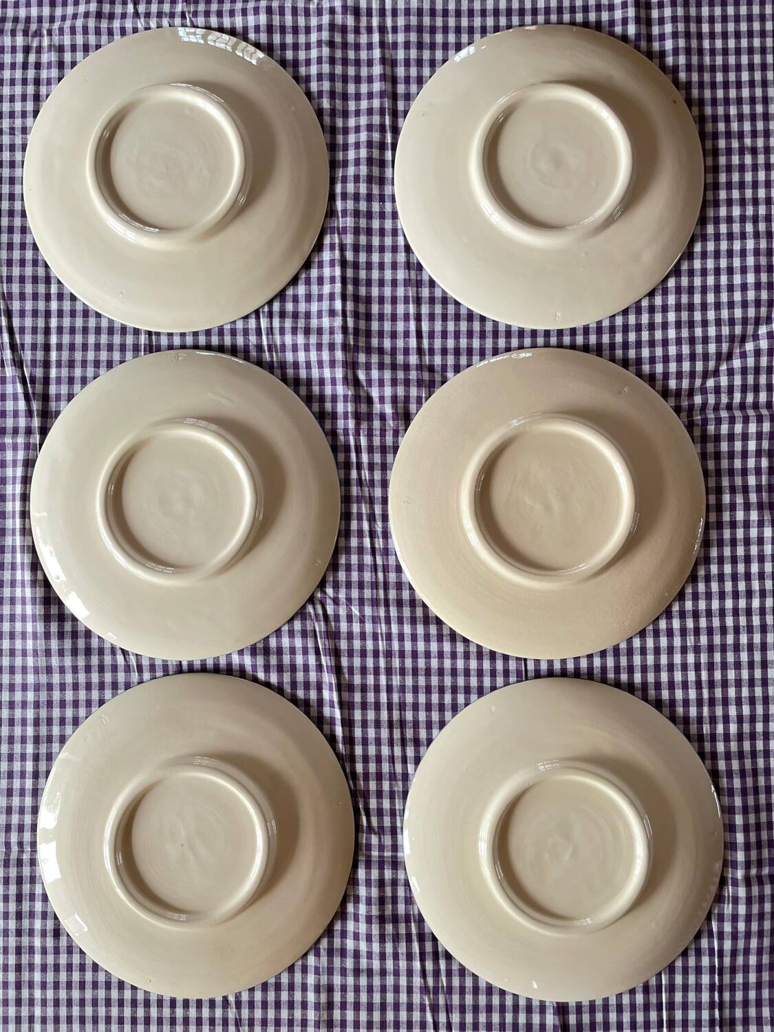 6 vintage Charolles dessert plates with hand-painted floral decor