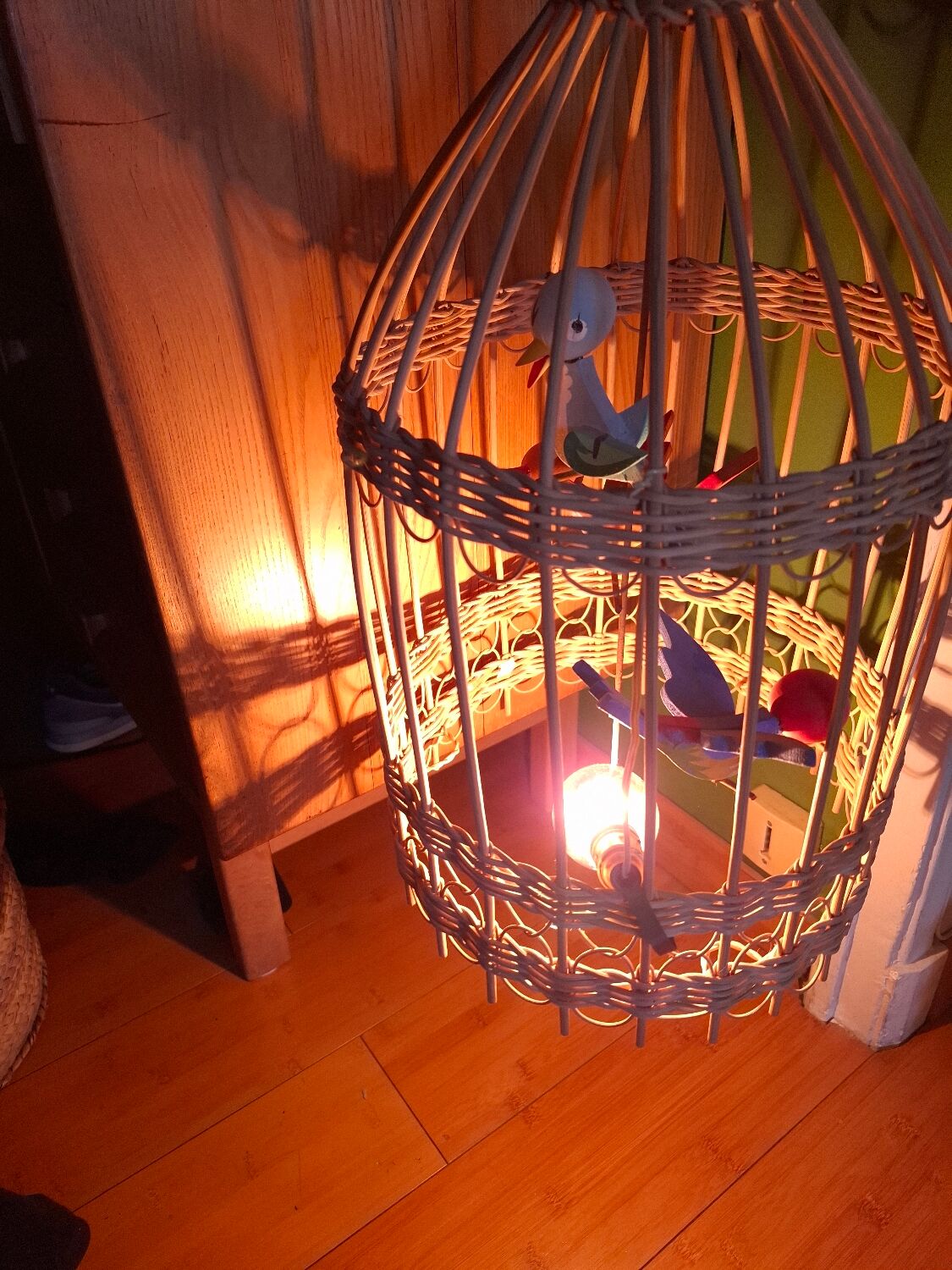 Vintage rattan pendant light from the 1950s and 60s