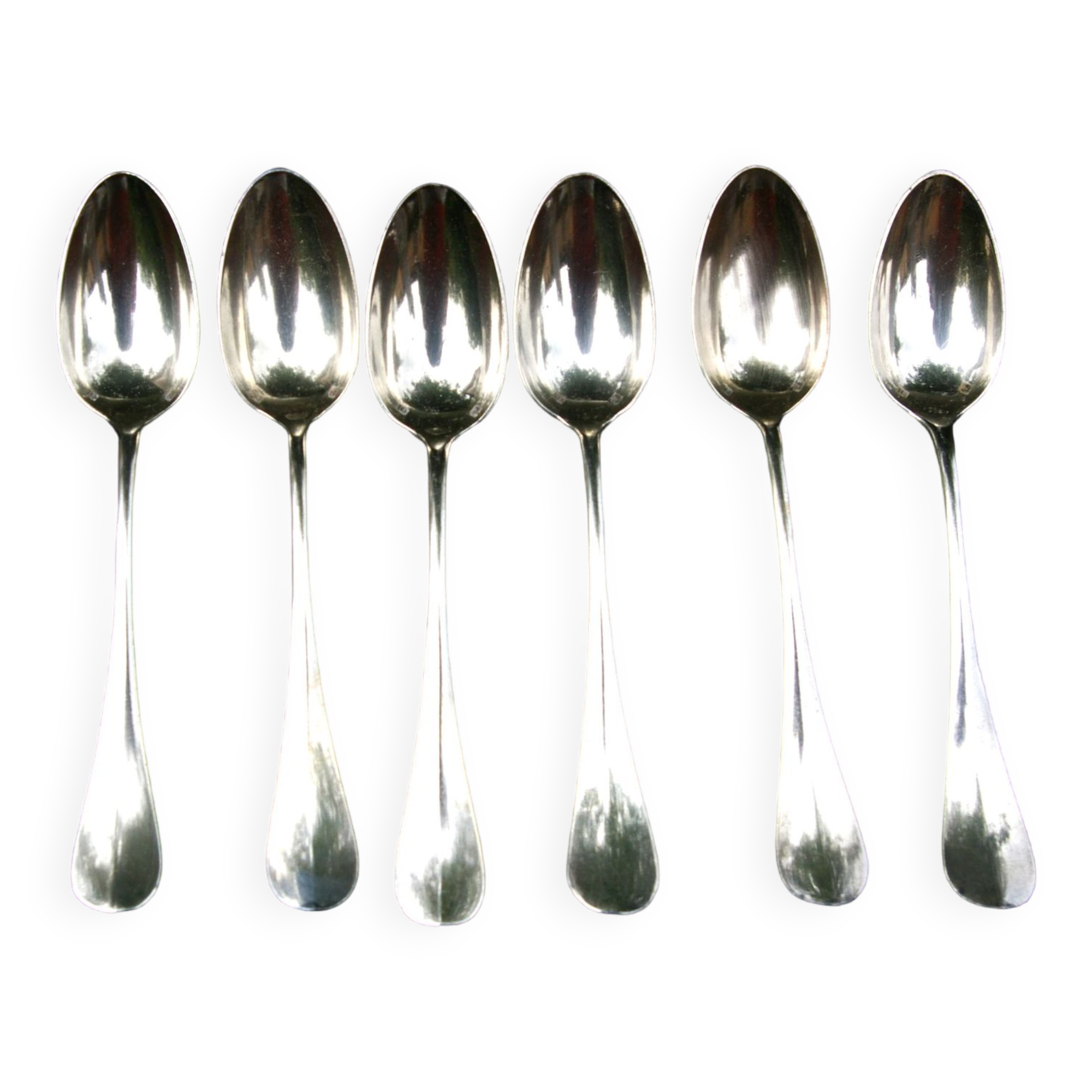 6 small spoons silver metal pink medallion