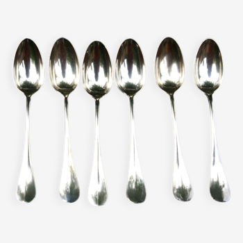 6 small spoons silver metal pink medallion