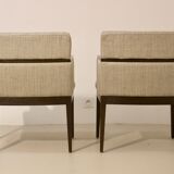 Pair of armchairs cube year 1960 fabric chiné beige restored. Sam SAM ref