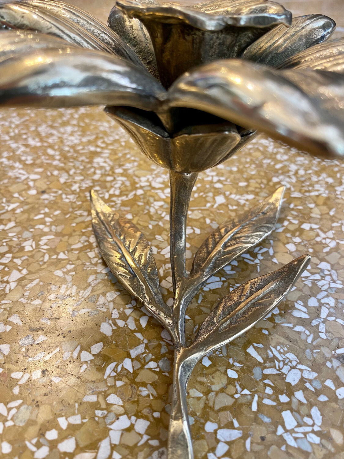 Brass flower candle holder