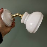 Vintage wall lamp shade in white opaline