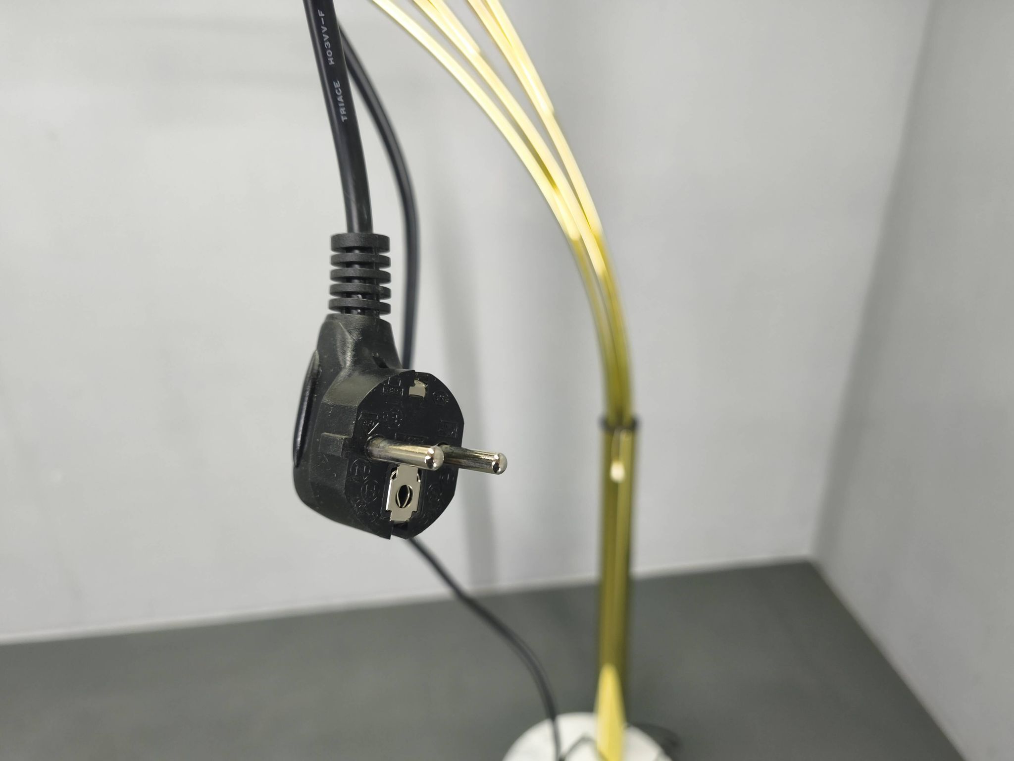 Danish Arc Floor Lamp by Bilka Brass Marble, 1970s