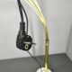 Lampe de sol Arc Danoise par Bilka en laiton et marbre, années 1970