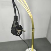 Danish Arc Floor Lamp by Bilka Brass Marble, 1970s