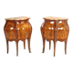 Antique baroque bedside tables in walnut and marble, Italy, 20th century.