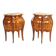 Antique baroque bedside tables in walnut and marble, Italy, 20th century.