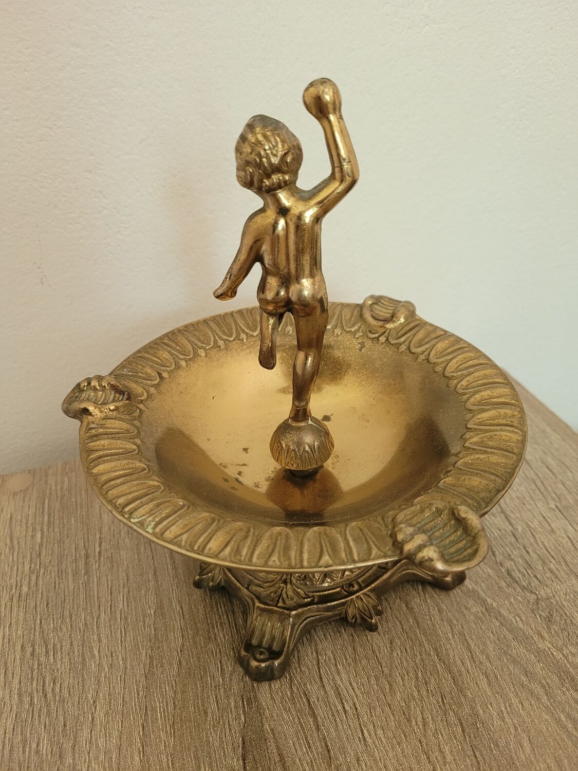 Brass cherub ashtray